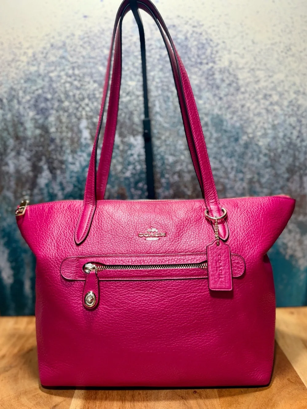 Coach Barbiecore 2016 Pebble Leather Tote Hot Pink Magenta VGUC